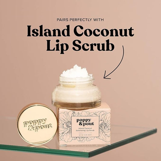 Poppy & Pout Island Coconut Jumbo Lip Balm | All Natural Lip Balms & Moisturizers | Hydrates with Beeswax, Vitamin E, Organic Coconut Oil | Cruelty-Free | Lip Balm in Recyclable Cardboard Tube