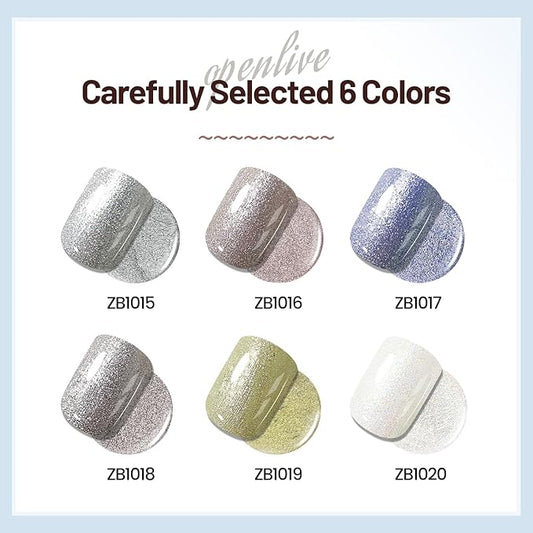 10ml Glitter Nail Polish Set 6 Colors Glitter Effect All Seasons Neutral Color Quick Dry Nail Polish Set for Women Salon DIY Nail Art