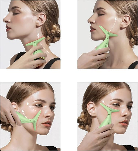 Ms.W Facial Massager for Women, Portable Facial Massager for Skin Care, Electric Facial Massage Kit, 45 ± 5℃ Heating and 3 Massage Modes-* (Green)