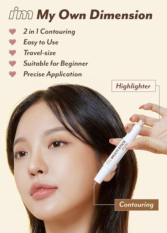 I'M MEME I'm Multi Stick Dual | Two Shade Shading and Highlighting Matte Finish | Suitable for Beginners Portable Size | 002 Cool Contouring