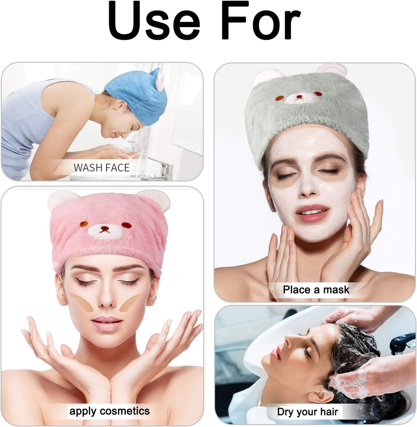 Lamoutor 3Pcs Hair Drying Towel for Kids Girls Soft Absorbent Kids Dry Hair Cap Kids Hair Towel Wrap Head Towel Wraps for Kids