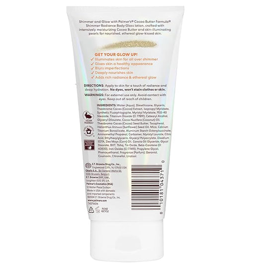 Palmer's Cocoa Butter Formula Shimmer Body Lotion with Vitamin E, 5.25 Fl Oz, Radiance Body Gloss, Help Blur Veins, Cellulite, Marks, 48 Hour Moisture
