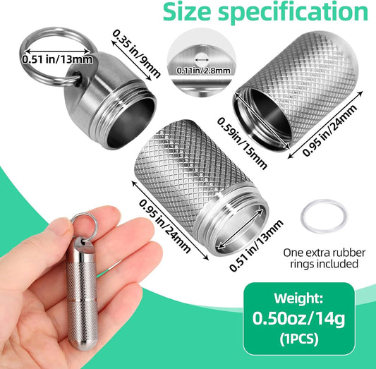 Titanium Keychain Pill Holder Waterproof Lightweight Portable Pocket Mini Pill Case for Emergency Medicine Travel Fits Daily Purse Wallet Small Pill Box Containers (Medium(2 Separate Compartments))