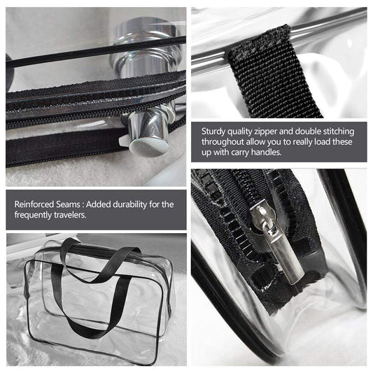 2Pcs Crystal Clear PVC Travel Toiletry Bag Kit for Women Men, Waterproof Vinyl Packing Organizer Storage Bags with Zipper Handle Straps, Cosmetic Pouch Carry on Airport Airline Compliant Bag Handbag