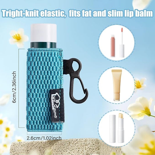 WKieason Lip Balm Holder Sleeve with Keychain Lipstick Sleeve Holder Tight-knit Elastic Holder (Black/Orange/Yellow)