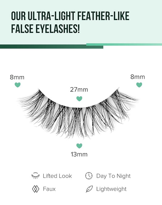 Wispy lashes natural look false eyelashes C curl fake lashes 3d Fluffy eye lashes clear band lashes Pack 7 Pairs