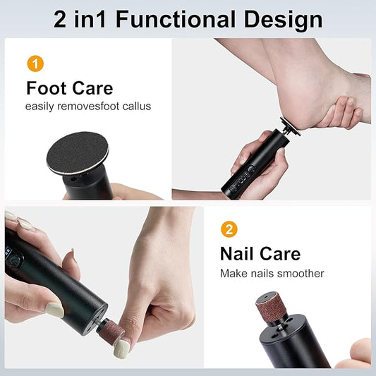 Electric Foot Callus Remover, Adjustable Speed Rechargeable Foot Sander Pedicure Tools for Feet Dead Skin with Sandpaper Disk and Nail Drill Bits,Equipped with Digital Display(Obsidian)