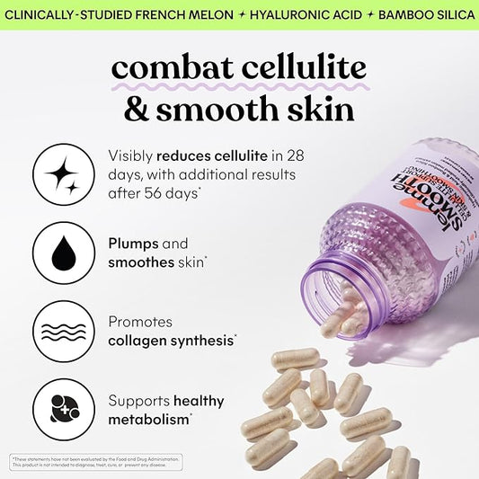 Lemme Smooth Anti Cellulite Capsules for Women, Smooth Legs & Thighs, Reduce Cellulite & Crepey Skin w/Clinically Studied SOD & Silica (1 Month Supply 30 ct)