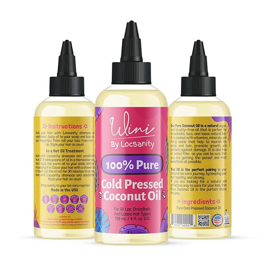 Locsanity Wini 100% Pure Oil 4 Pack, Jojoba, Argan, Coconut, Black Castor, 4 Fl Oz Each