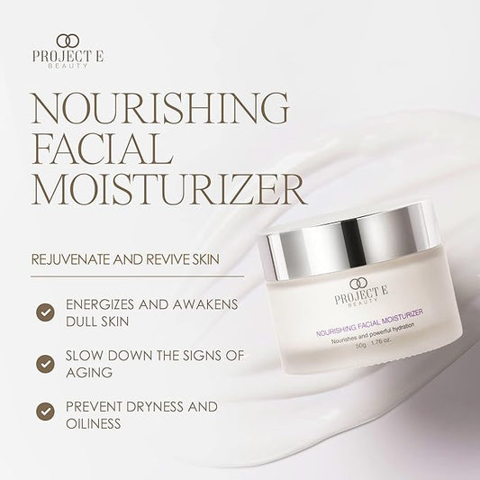 Project E Beauty Nourishing Facial Moisturizer Anti-Aging Skincare| Daily Hydration | For Face And Neck | Smooths & Softens Skin | Reduces Wrinkles & Fine Lines | For Day & Night Use | 50g