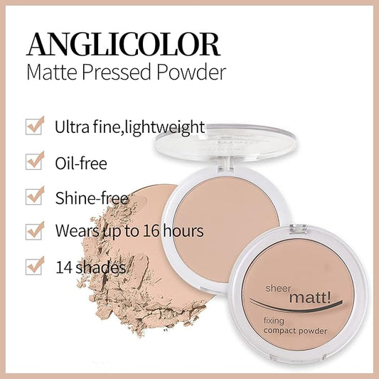 AQUAPURITY - PHOERA Sheer Matte Fixing Powder Makeup Base Fixer Setting Powder Foundation Fixing Compact Pressed Powder Long Lasting Make Up Fixer Skin Vitamin E Beauty Blender (204 Buff Beige…)