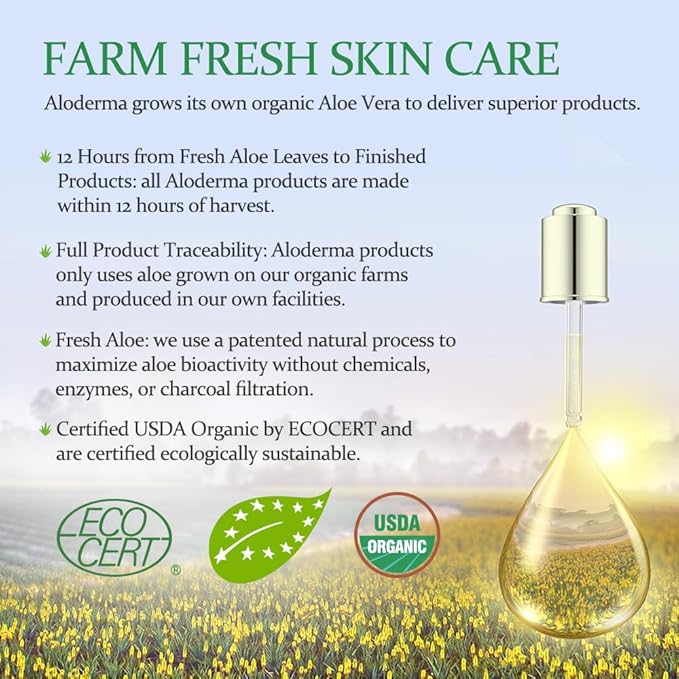 Aloderma 99% Organic Pure Aloe Vera Gel Made within 12 Hours of Harvest, 17.6oz Value Pump, Lightweight Non-Sticky Aloe Vera Gel for Sunburn Relief, Natural, Soothing Aloe Vera for Face & Hair, 3-Pack
