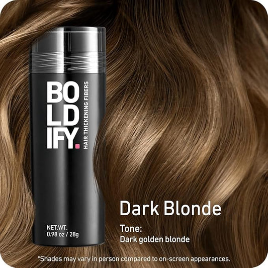 BOLDIFY Hair Fibers (28g) - Fill In Thinning and Fine Hair for an Instantly Fuller, Thicker Look - 14 Shades for Women & Men - Dark Blonde