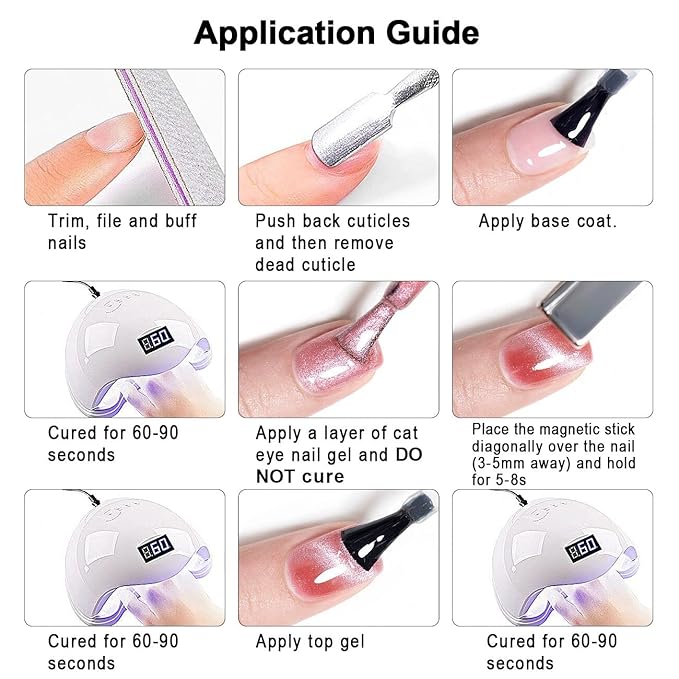 RARJSM Cat Eye Gel Nail Polish Set Silver Glitter Nude Purple Pink Red Champagne Gold Brown 6 Colors 9D Galaxy Velvet Ice Jelly Gel Polish with Magnet Stick UV LED Curing Requires Soak Off Home Salon