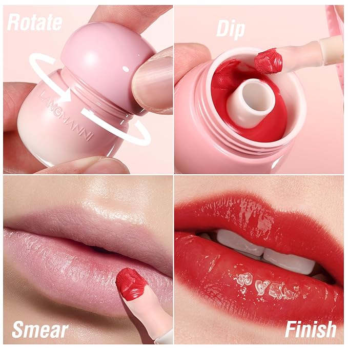 Berry Lip Gloss Hydrating, Plumps, High Glossy, Non-Sticky and Lightweight, Moisturizing, Shiny and Vegan Tinted Lip Gloss, Nourish & Hydrate Glow Glossier Lip Balm Lipstick(6# BERRY)