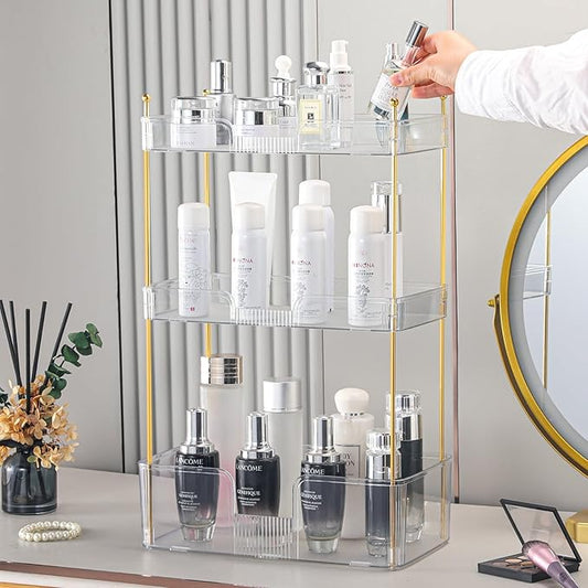 3 Tier Bathroom Countertop Organizer, Makeup Skin Care Organizer, Perfume Tray Vanity Countertop Organizer for Bathroom Countertops