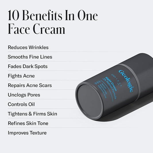 Geologie Retinol Anti-Aging Face Cream | Enhanced .2% Retinol Formula for Effective Results | Reduce Fine Lines & Wrinkles | Protect & Repair Skin With Hyaluronic Acid & Niacinamide | For Men & Women
