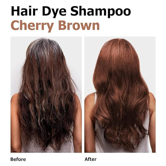 Cherry Brown Hair Dye Shampoo 3 in 1, Long-lasting & Natual Hair Color Shampoo, Herbal Ingredients Natural Shampoo Hair Dye Effect in Minutes, Gifts for Men Women 500ml