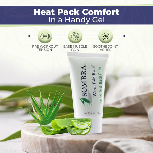Sombra Warm Pain Relief Gel, Warm Relief for Arthritis and Chronic Pain Pre-Workout Muscle Rub Vegan Formula Free of Artificial Fragrances, Dyes, NSAIDs, Wax, Petroleum, Alcohol - 4oz Tube