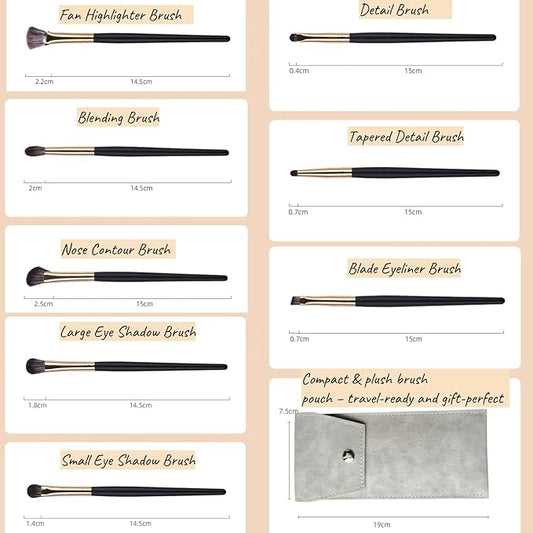 Eyeshadow Makeup Brushes Set with Case 8 PCS Soft Synthetic Hairs Eye Makeup Brushes for Blending Eyebrow Eyeliner Eyeshadow (Black)