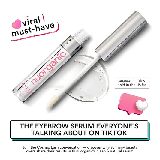 nuorganic 'Cosmic Brow' Eyebrow Serum for Growth | Natural Eye Brow Serum for Thicker, Longer, More Defined Brows | 4 Months Supply XL Size | Cruelty Free, Made in USA