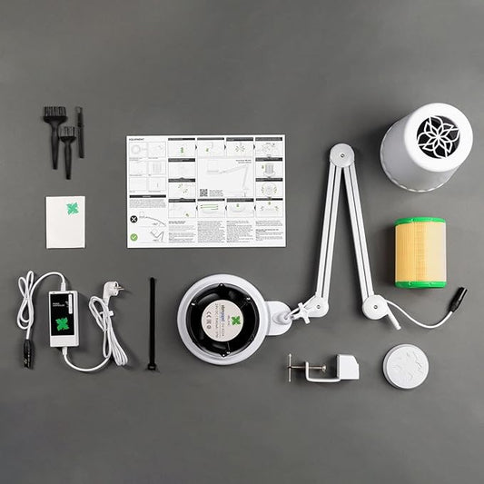 4BLANC® Alize Original Vacuum Nail Dust Collector for Pedicure with Built-in Dimmable LED Lamp, Certified HEPA 11 Medical Grade Replaceable Filter, and Universal Table Mount