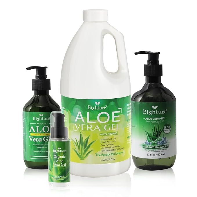 Organic Aloe Vera Gel, Aloe Vera Gel Extracted from Freshly Cut Pure Aloe Leaves, Skin Care for Deeply & Rapidly Soothing, Firming, After Shave, Sunburn Relieve, etc (Travel Pack)