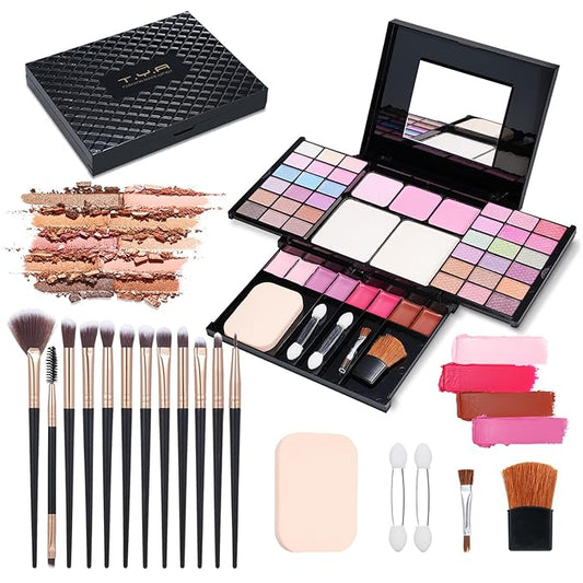 Makeup Kit Eyeshadow Palette for Women Full Gift Kit Girl Kids 49 Colors Makeup Set Combination Eyeshadow Palette with 12pcs Makeup Brushes
