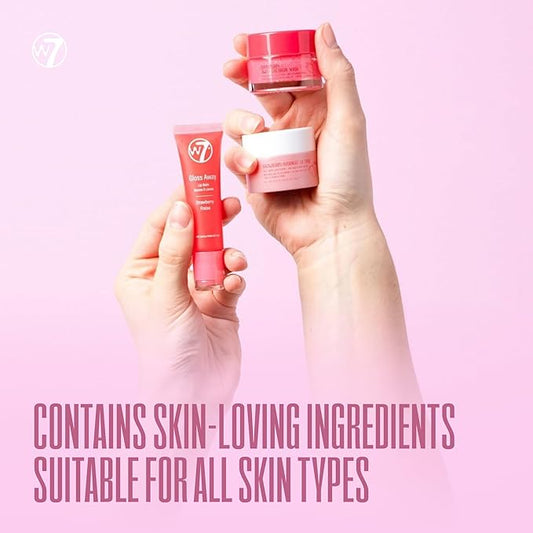 W7 Sweet Dreams Lip Care Trio - 3 Piece Set - Overnight Lip Mask, Lip Balm & Lip Scrub - Strawberry
