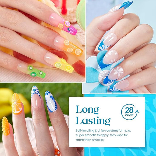 Beetles Summer Gel Nail Polish Set, 20 Colors Pastel Neon Pink Yellow Green Blue White Glitter Gel Nail Polish Kit Base Coat Matte Glossy Top Coat Soak off Uv Gift for Women