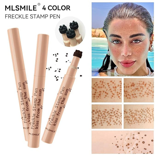 AKARY Stamp Freckle Pen Natural Lifelike Fake Freckles Makeup, Waterproof Long Lasting Quick Dry 5 Comb Corners Natural Like Face Freckle Makeup Pen for Effortless Sunkissed Makeup, 03-Chestnut
