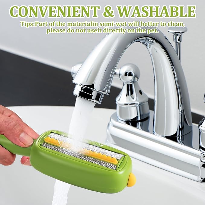 Reusable Lint Roller, Portable Lint Brush, Pet Hair Remover, Super Sticky and Washable, for Clothes, Furniture, Dog & Cat Hair(Green)