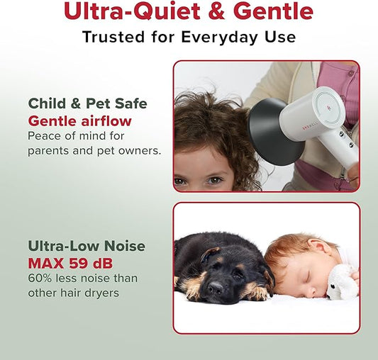 GroWell Ionic Hair Dryer, High-Speed Brushless Motor Professional Blow Dryer for Fast Drying, Low Noise, Lightweight, Compact Hair-Dryer with Diffuser for Curly Hair (3 Pack)