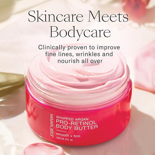 Josie Maran Whipped Argan Pro-Retinol Body Butter - Ultra-Hydrating Retinol Body Cream with Air-Whipped 100% Pure Argan Oil - Smooth, Soothe & Improve the Look of Fine Lines - Vanilla Bean (8 Oz)