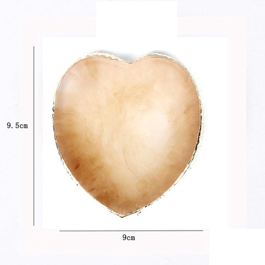 AKOAK 1 Pack Nail Heart Shape Resin Palette Agate Golden Edge Palette Crystal Edge Shooting Prop Palette Works Display Board Tools (Yellow)