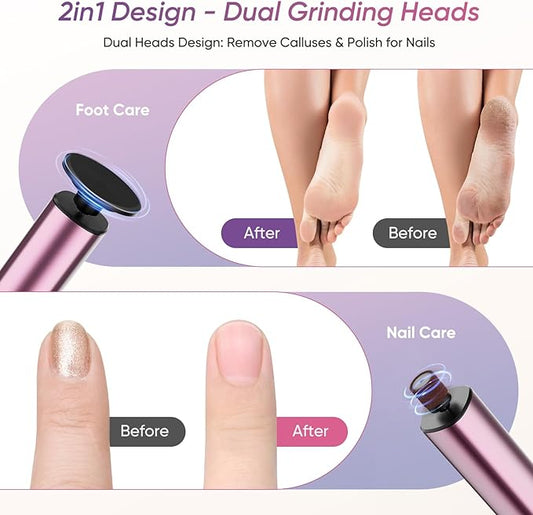 Electric Foot Callus Remover, 2in1 Rechargeable Foot File Callus Remover for Feet, 9 Speeds Foot Scrubber Dead Skin Pedicure Tools for Feet Heel Scraper for Cracked Heels with Sandpaper Discs