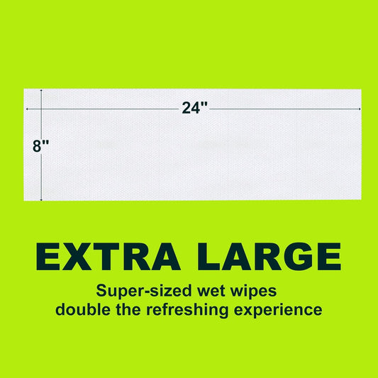 5X Larger Extra Large Body Wipes for Bathing No Rinse 36 Pack, Cooling Travel Pack for Outdoors Sports, Portable Disposable Body Cleansing Towelettes, Great for Gym, Camping