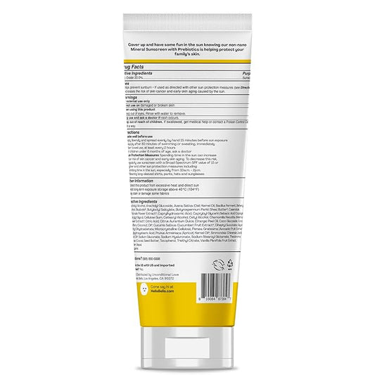 Hello Bello Mineral SPF 55 Sunscreen Lotion with Prebiotics, Water Resistant and Reef Friendly Sun Protection for Babies and Kids, 3 fl oz (Pack of 1)