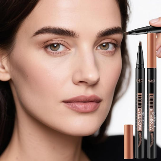 Microblading Eyebrow Pen - Waterproof Liquid Eyebrow Pencil with Angled Eyebrow Brush, Shapes & Fills Hair-Like Looking Brows, Lasts All-Day,Eye brow Pencil for Women and Girls Makeup,Brown