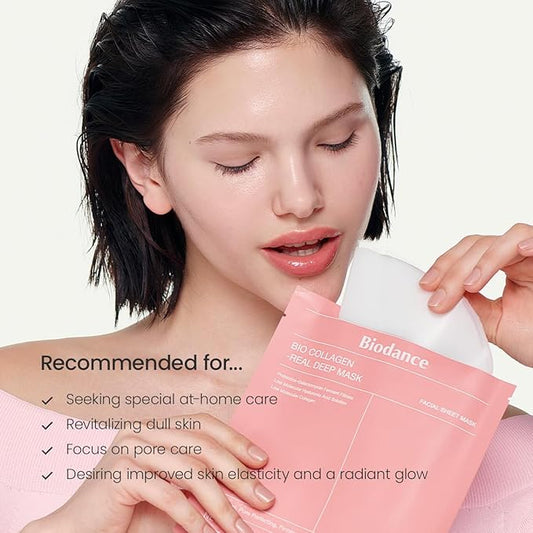 BIODANCE Bio-Collagen Real Deep Mask, Hydrating Overnight Hydrogel Mask, Pore Minimizing, Elasticity Improvement, Korean Skincare | 1.19oz(34g) x 4ea