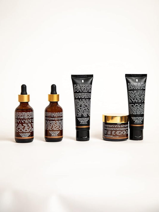 Naderma Set (NAD+ Daily Moisturizing Cream, NAD+ Power Serum, NAD+ Recovery Serum, and Vitamin C Resurfacing Scrub + Activator))