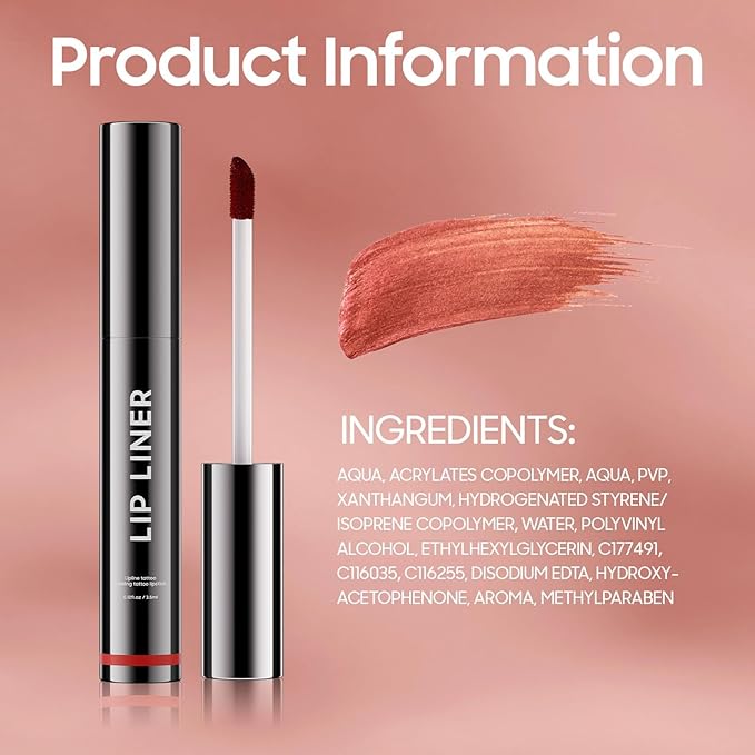 OETUIOW Lip Stain Peel Off, Lip Liner Moisturizing Long-Lasting & Waterproof, Transfer Proof & Plumping, Non-Stick Cup, Nude Color