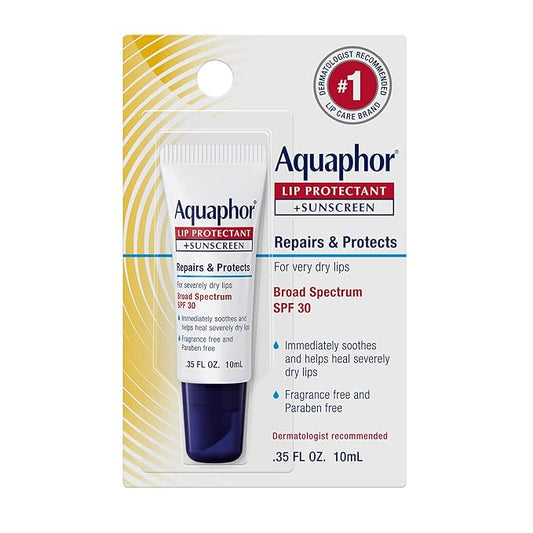 Aquaphor Lip Repair Lip Balm with Sunscreen, Lip Protectant, Lip Balm SPF 30, 0.35 Oz Tube (Pack of 48)