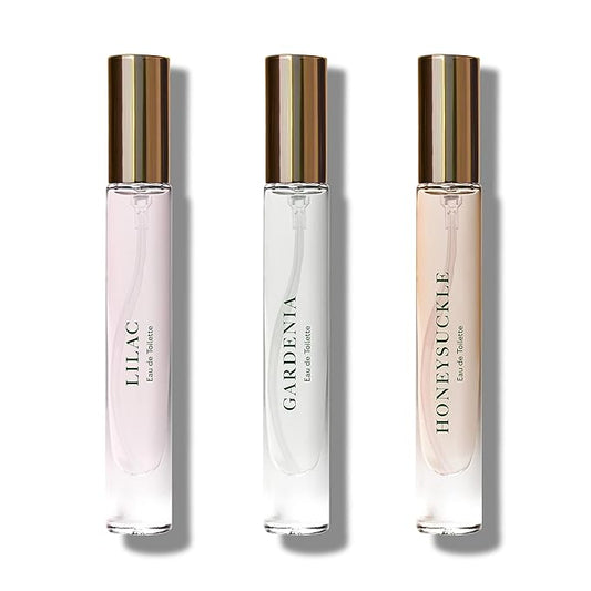 Caswell-Massey Floral Trio Discovery Set, Includes Gardenia, Lilac & Honeysuckle, Discover the Beauty of Botanicals, Travel Size Perfume Set, Perfume for Women, 0.25 Fl Oz Each