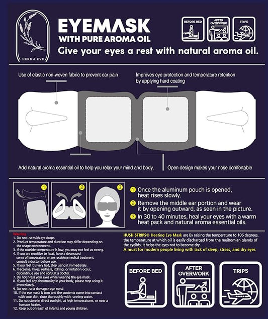 (6 Pack) Disposable Steam Eye Mask - Warm, Relaxing, Self Heating, Comfortable - Skincare Solution for Puffiness, Sleeping, Dry Eyes, Dark Circles, Travel - Spa Gift