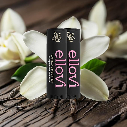 Natural Lip Butter Lip Balm - Vanilla - Pure Enough to Eat - Made With Just 6 Vegan Ingredients - 100% Natural & Organic Moisturizing Lip Care for All Day Hydration (2-Pack)