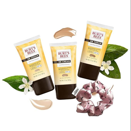 Bb Cream, 17 Oz - Wih Noni Extract LightMedium Shade Bb Cream Bundle Hair Scrunchie - Spf 15, 989 Natural, Smoothens Skin Pack Of 2