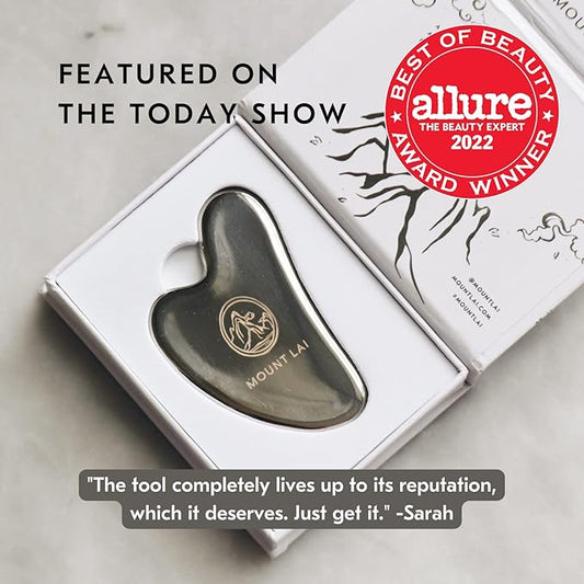 Mount Lai Stainless Steel Gua Sha Facial Tool – The Element of Refinement – Professional Grade Steel Face Sculpting Tool for Lymphatic Drainage, Puffiness Reduction & Refined Results