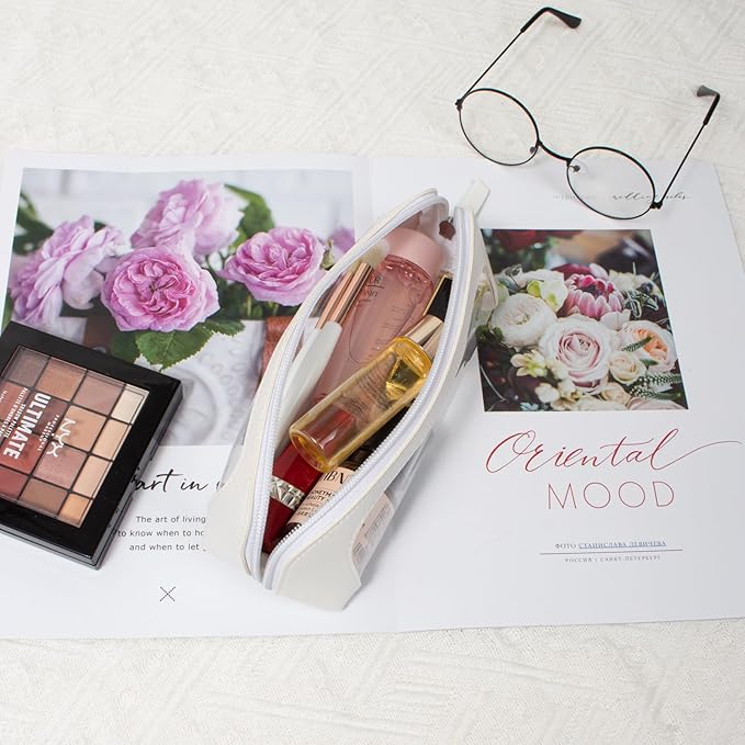 Clear Makeup Bag Small, TSA Approved Portable Toiletry Bag with Zipper Cosmetic Travel Bag Makeup Organizer Case Mini Makeup Pouch for Purse Car Organizer Bag for Women Men