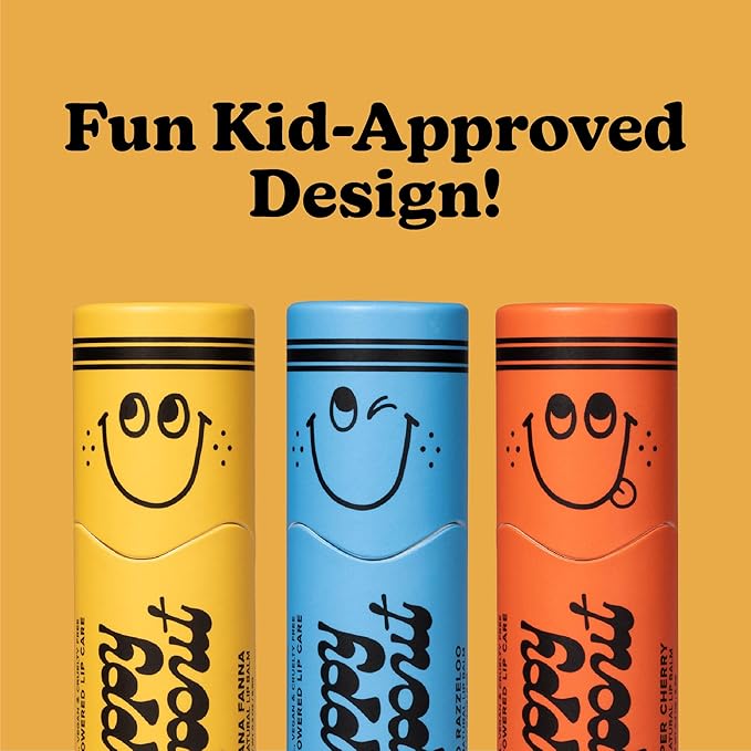 Poppy & Pout Kids Jumbo Lip Balm | All Natural Lip Balms & Moisturizers | Hydrates with Beeswax, Vitamin E, Organic Coconut Oil | Cruelty-Free | Lip Balm in Recyclable Cardboard Tube (Banana Fanna)